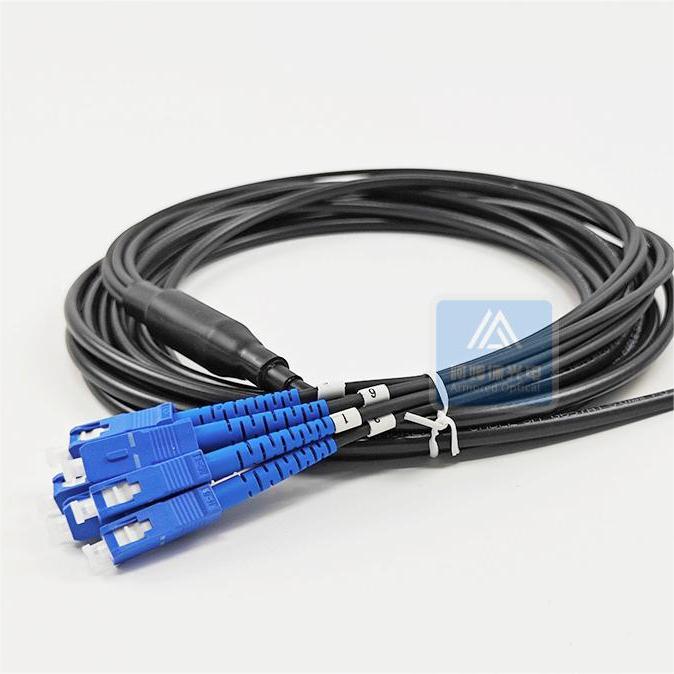 Spiral Armored Fiber Optic Patch Cord 4 Core 5.0mm Black