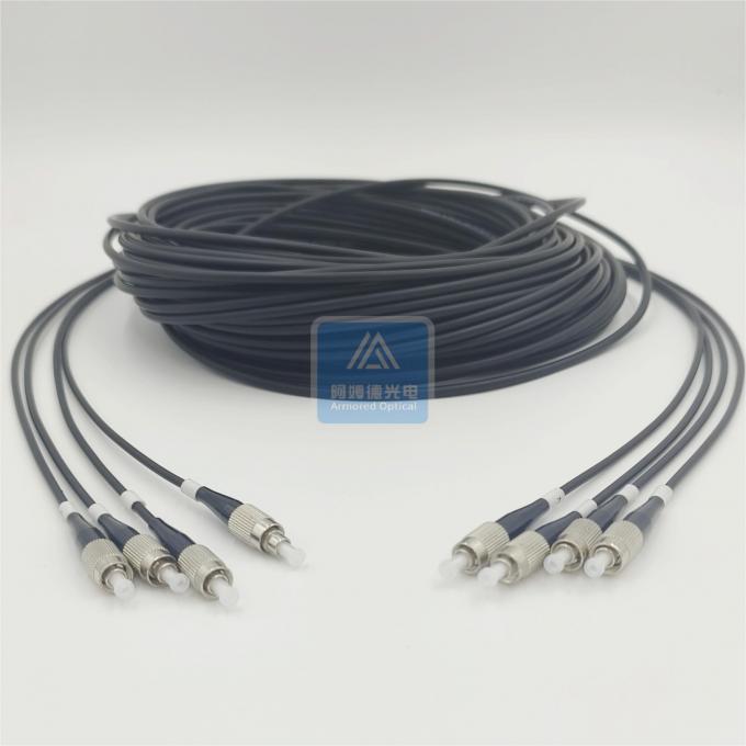 Spiral Armored Fiber Optic Patch Cord 4 Core 5.0mm Black