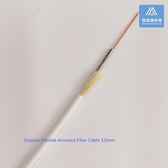 Simplex SM Spiral Armored Fiber Patch Cable 3.0mm White LSZH Rodent ...