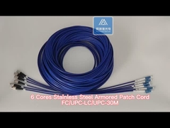 6 Cores Stainless Steel Armored Patch Cord FC-LC-30m Blue PVC 5.0mm Rodent Resistant