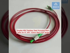 Simplex MM Stainless Steel Armored Patch Cable 2m FC APC 3.0mm Red LSZH Jacket