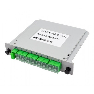 SC / APC LGX Box PLC Splitter 1x8 Fiber Optical Splitter Card Divisor PLC 130x100x25mm