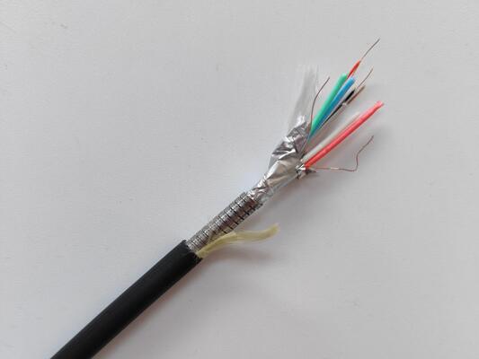 Hybrid Cable Fiber And Power Cable 4 Cores Fiber and 7 pcs Copper Cable Black TPU
