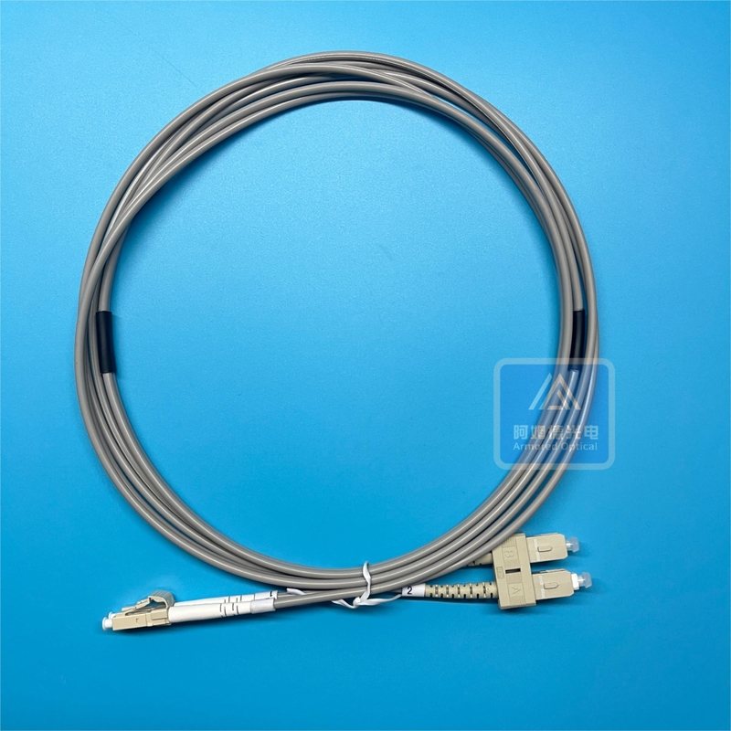 Armored Duplex Fiber Optic Patch Cable 3m DLC DSC 2x3.0mm Grey LSZH FTTH Flat Cable