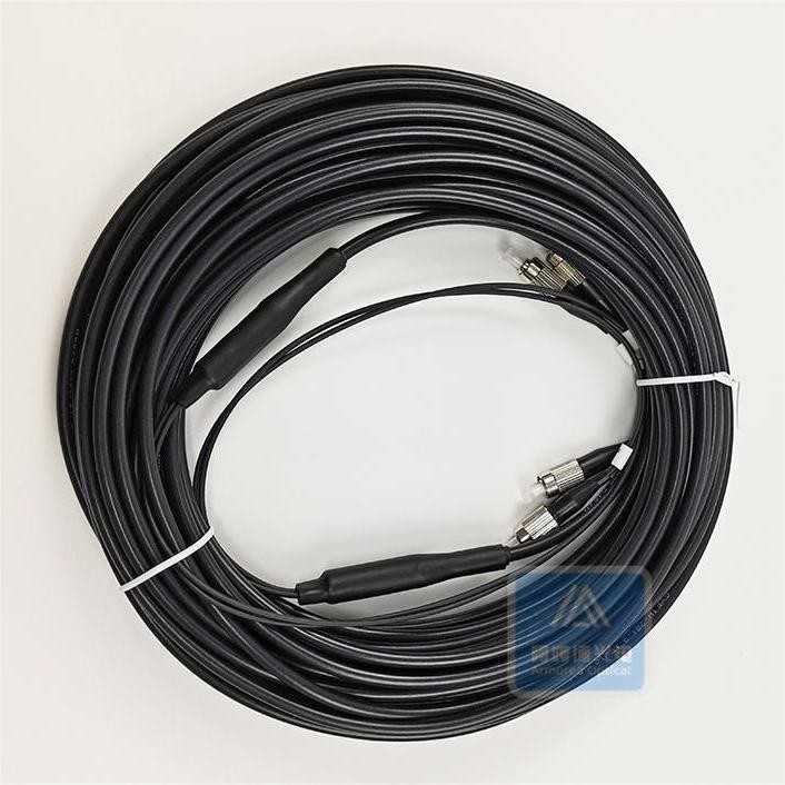 Duplex Fiber Jumper Armored Fiber Patch Cord Fc To Fc 50m 5.0mm Black LSZH