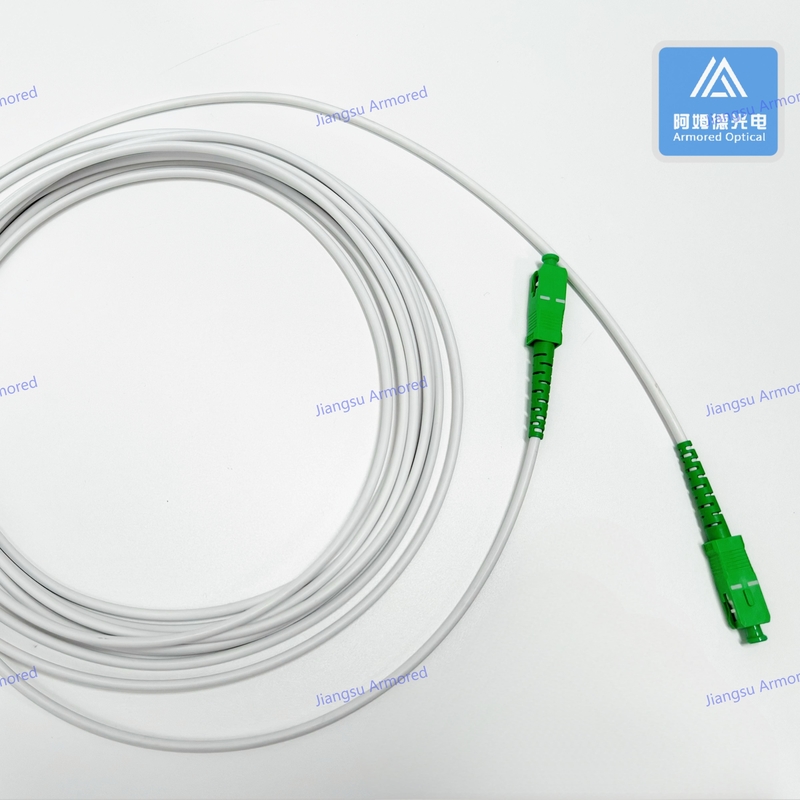 Simplex SM Stainless Steel Armored Patch Cord 10m SC APC 3.0mm White LSZH Jacket Dca Patch Jumper