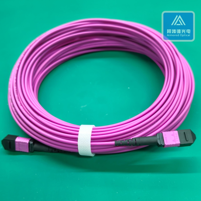 8 Cores OM4 Spiral Armored MPO Fiber Patch 3.0mm LSZH Jacket Rodent Resistant