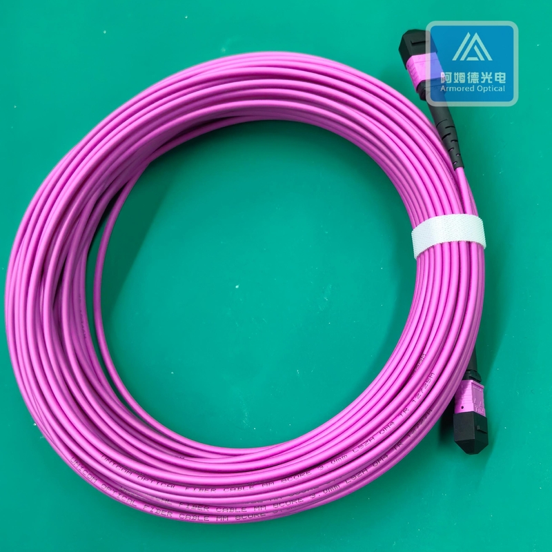 8 Cores OM4 Spiral Armored MPO Fiber Patch 3.0mm LSZH Jacket Rodent Resistant