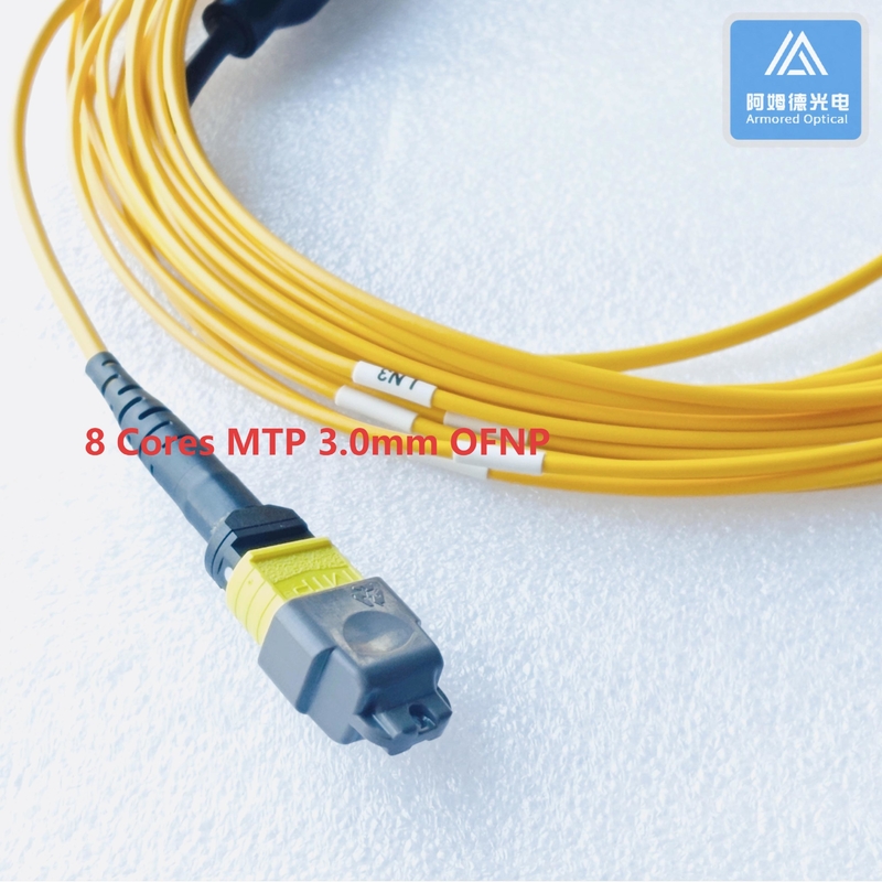 8 Cores SM Spiral Armored MTP-LC Fiber Patch 3.0mm OFNP Jacket Rodent Resistant