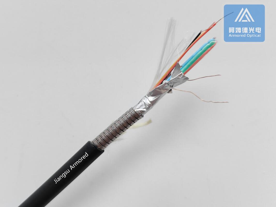 HDMI Hybrid Cable Fiber And Power Cable 4 Cores Fiber and 7 pcs Copper Cable Black TPU 6.0mm